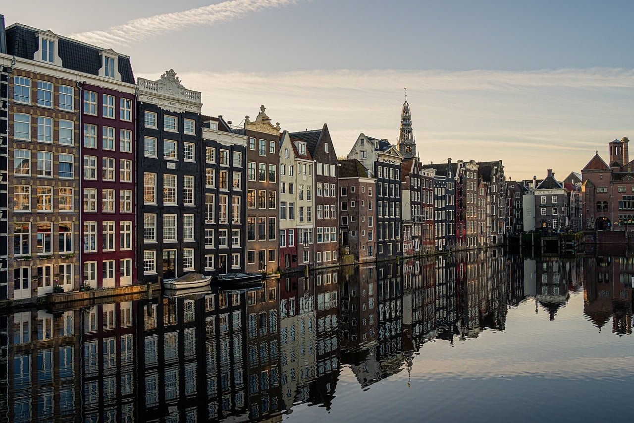 amsterdam, kanalen, huizen, nederland, reflectie, stad, holland