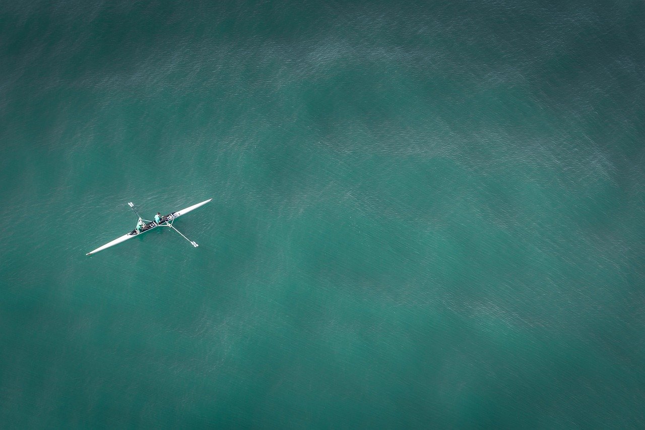 boot, roeien, water, roeiboot, watersporten, oceaan, buitenshuis, natuur, zee, open wateren, luchtfoto, bird's eye view, luch
