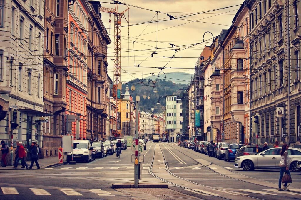 innsbruck, oostenrijk, stad, architectuur, city street, europese, huis, straat, stadsgezicht, dorp