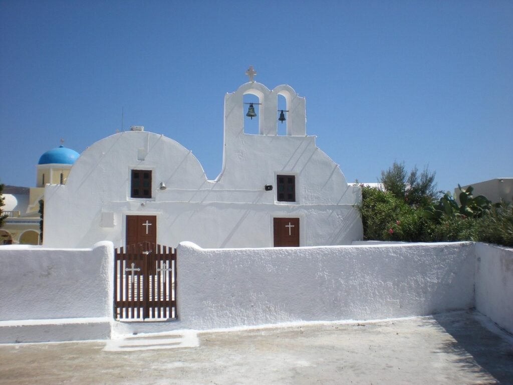 santorini, grieks eiland, griekenland, straat, street view, woonhuis