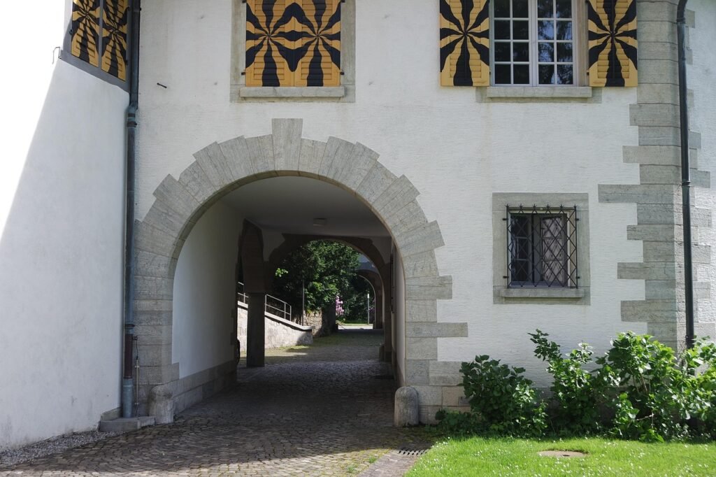 zürich, schiereiland au, kasteel, meeting centre, historisch, investering, hek, natuur, passage, tuin, kunnen