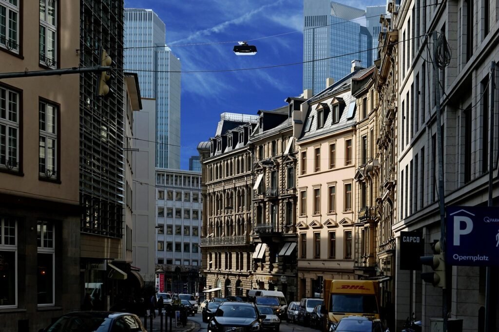 gebouwen, verkeer, straat, city street, auto's, kantoren, stad, gevels, architectuur, wolkenkrabber, grote stad, facade, mode