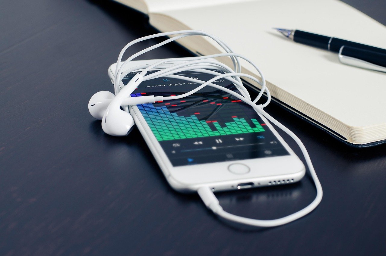 mobiel, telefoon, iphone, muziek, technologie, communicatie, digitaal, cel, slim, bedrijf, smartphone, elektronisch, blue bus